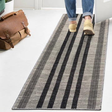 Vichy Geometric Striped Machine-washable Area Rug